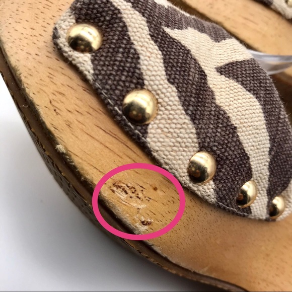 Michael Kors Wooden Wedge Zebra/Animal Print Sandal Size 7.5 in Brown/Beige - Picture 7 of 13